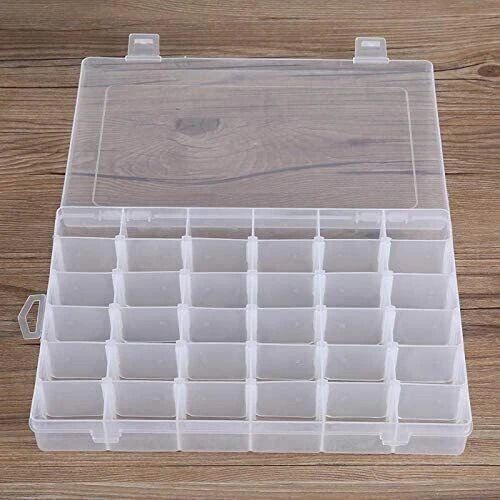36 Grids Clear Plastic Storage Box with Adjustable Dividers Organizer Pills Drugs Earrings Bead Jewelry Small Storage Box Case.(Pack of 1 ) 36 Grids Clear Plastic Storage Box Vanity Box-image-37