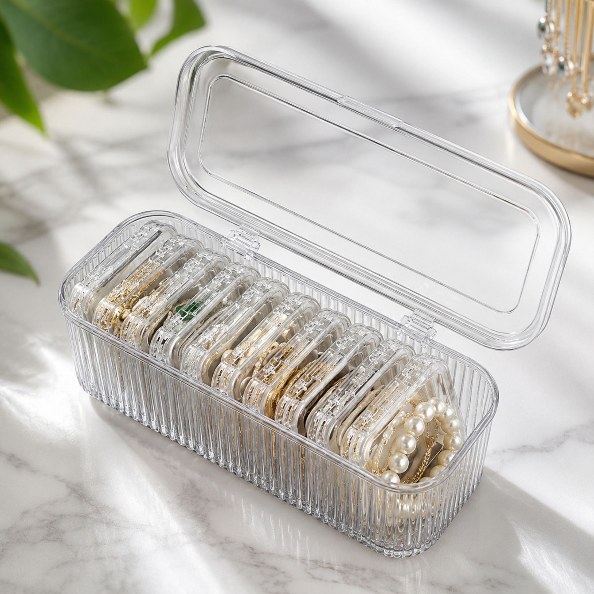 Transparent Jewellery Organizer Box with 10 Removable Storage Cases for Women Jewellery Storage and Organization Vanity Box-image-4