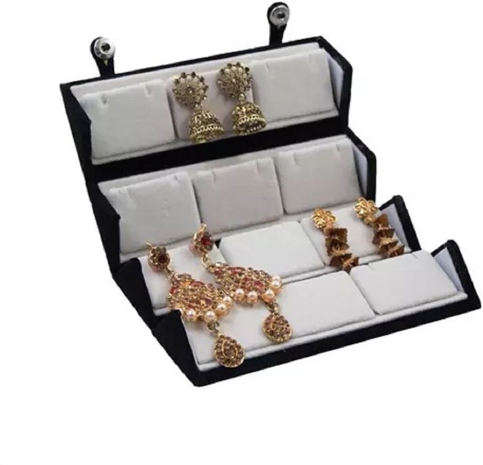 ultimatefashionista High Quality Velvet Small Earring Studs Tops Velvet Folder 12 Pairs jewellery Vanity Box-picture-16