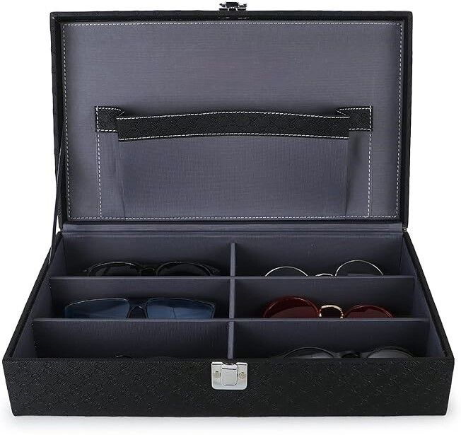 Sunglasses Box Organizer Holder Case in Black with 6 Slots figting Watch Box-image-48