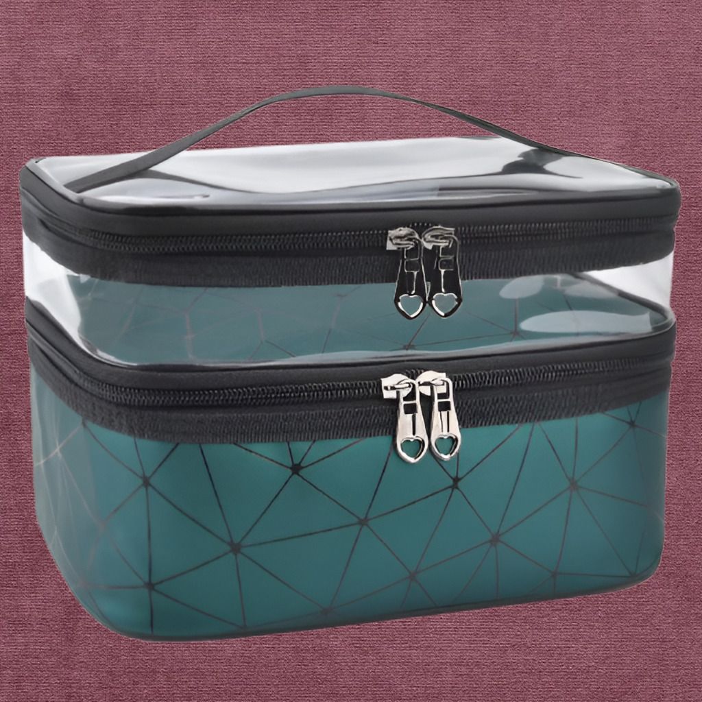 Travel Makeup Organizer with Clear Top Visibility Cosmetic Bag Pouch for Girls Vanity Box-image-1