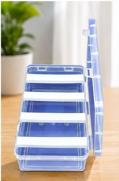 4 Tier Plastic Kitchen Storage Rack Organizer with Transparent Blue Trays Chudi Organizer For Storage Vanity Box-image-34