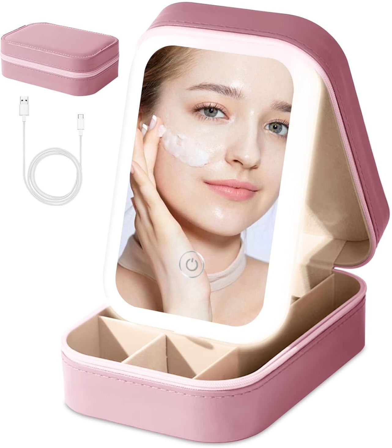 Travel LED Makeup Bag with 3-Color Adjustable Light-Up Portable Mirror| jewellery Vanity Box-image-38