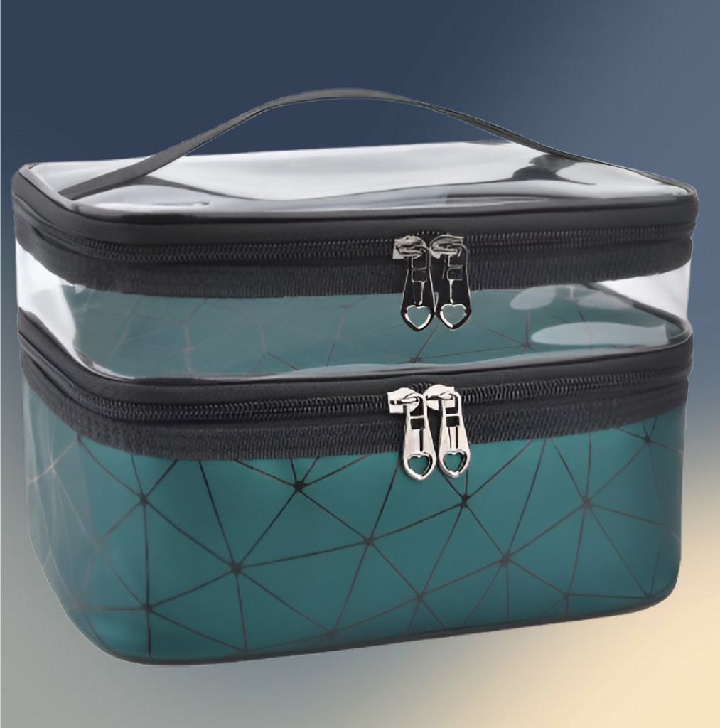Double Layer Beauty Carry Case for Accessories Cosmetic Bag Pouch for Girls Vanity Box-image-1