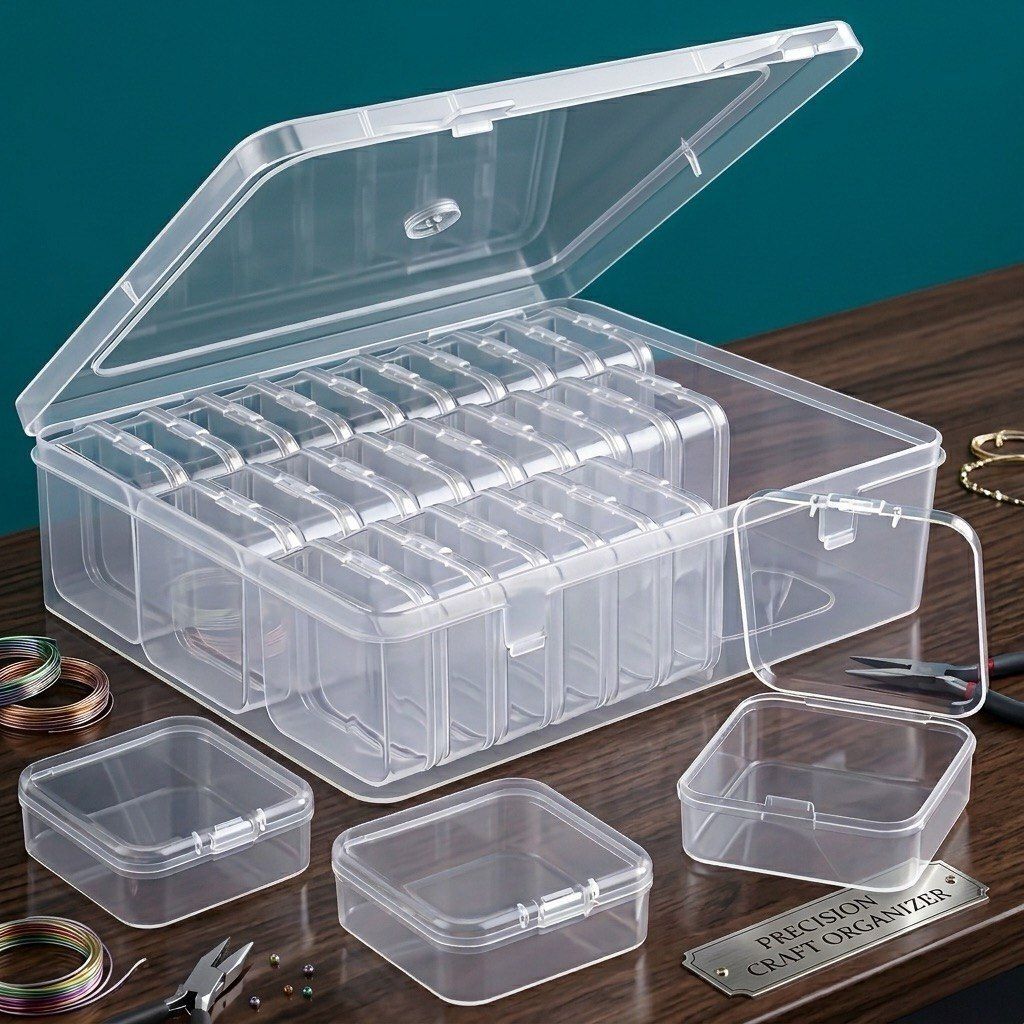 30 Compartment Craft Organizer Box | Transparent Storage Case Transparent Storage Case for Beads,Supplies and Accessories Vanity Box-image-1