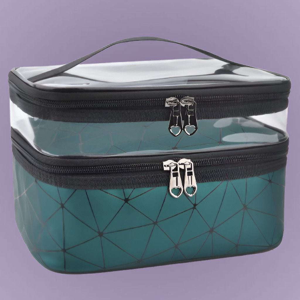 grantox Compact Cosmetic Carry Bag with Double Compartments Cosmetic Bag Pouch for Girls Vanity Box-picture-33