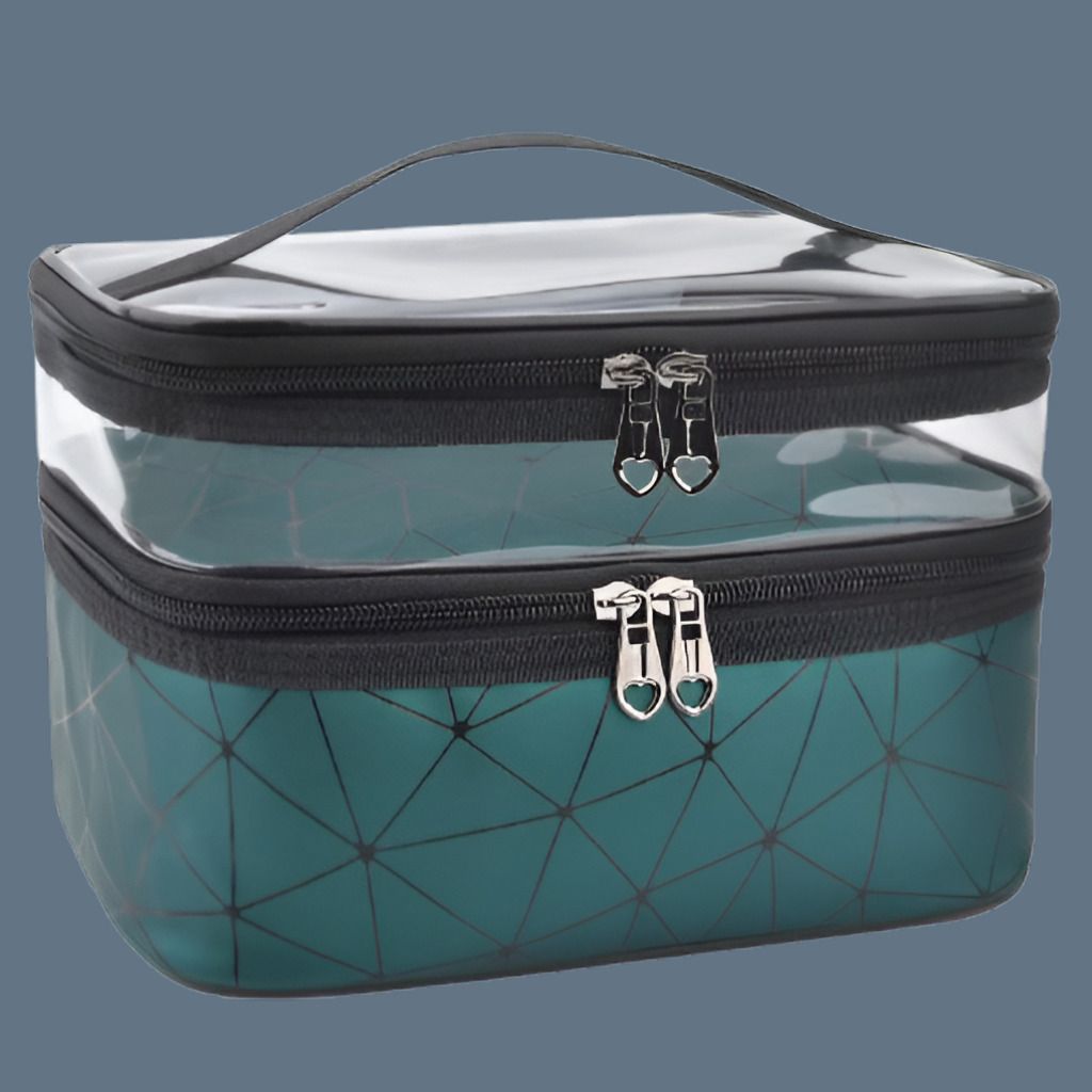 Dual Compartment Storage Case for Beauty Products Cosmetic Bag Pouch for Girls Vanity Box-image-46