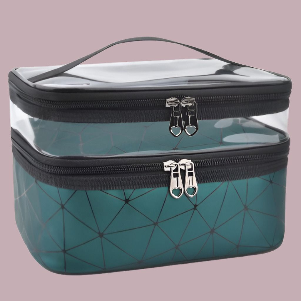 Makeup Accessories Organizer with Zip Compartments Cosmetic Bag Pouch for Girls Vanity Box-image-7