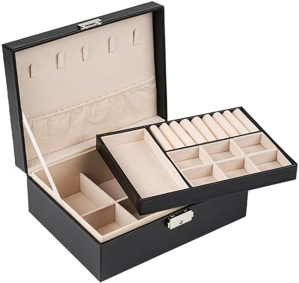 JEWELRY BOX BLACK Jewellery Organizer Vanity Box-image-39