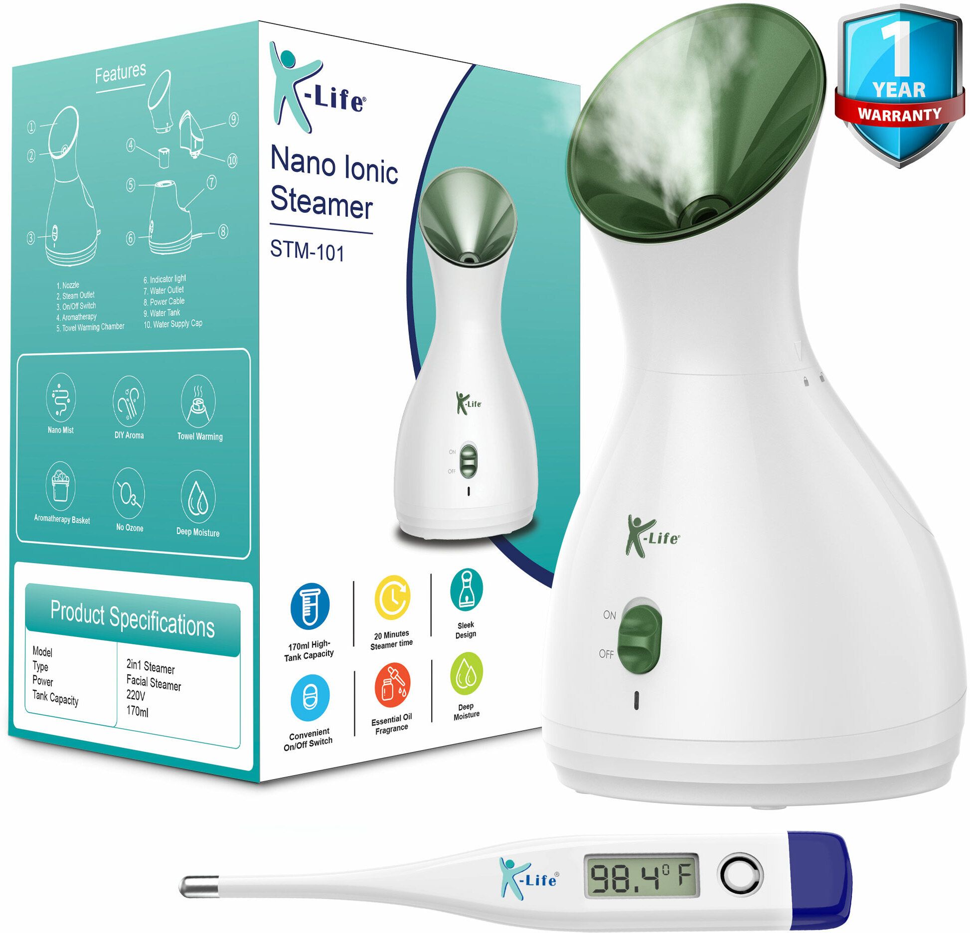 K-life Facial Spa Steamer for Cold Cough Face steam Humidifier Diffuser Towel warmer Vaporizer