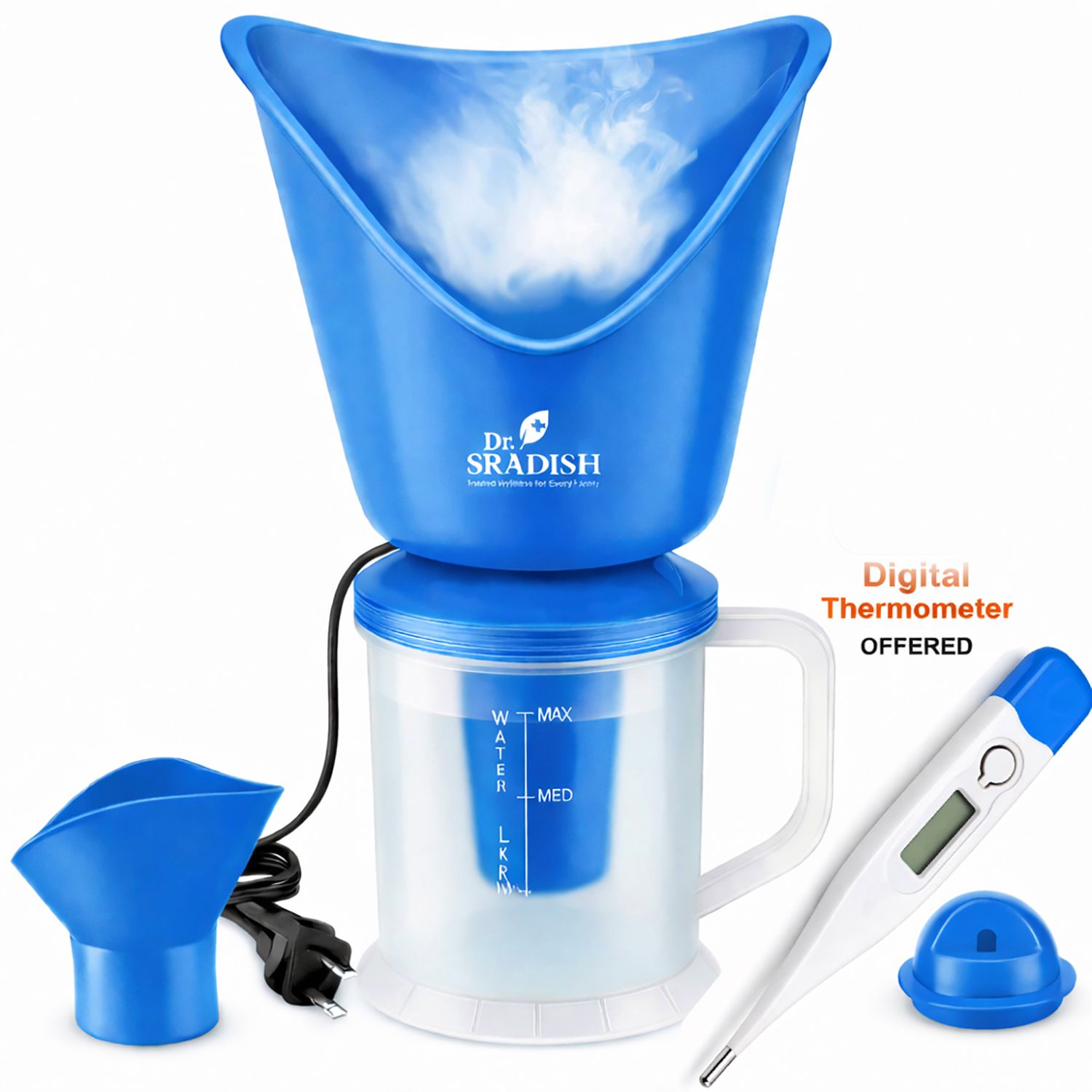 DR. SRADISH 3 in 1 Facial Steamer for Face Nano Ionic Steam Measuring Jar & Nose Attachment Vaporizer
