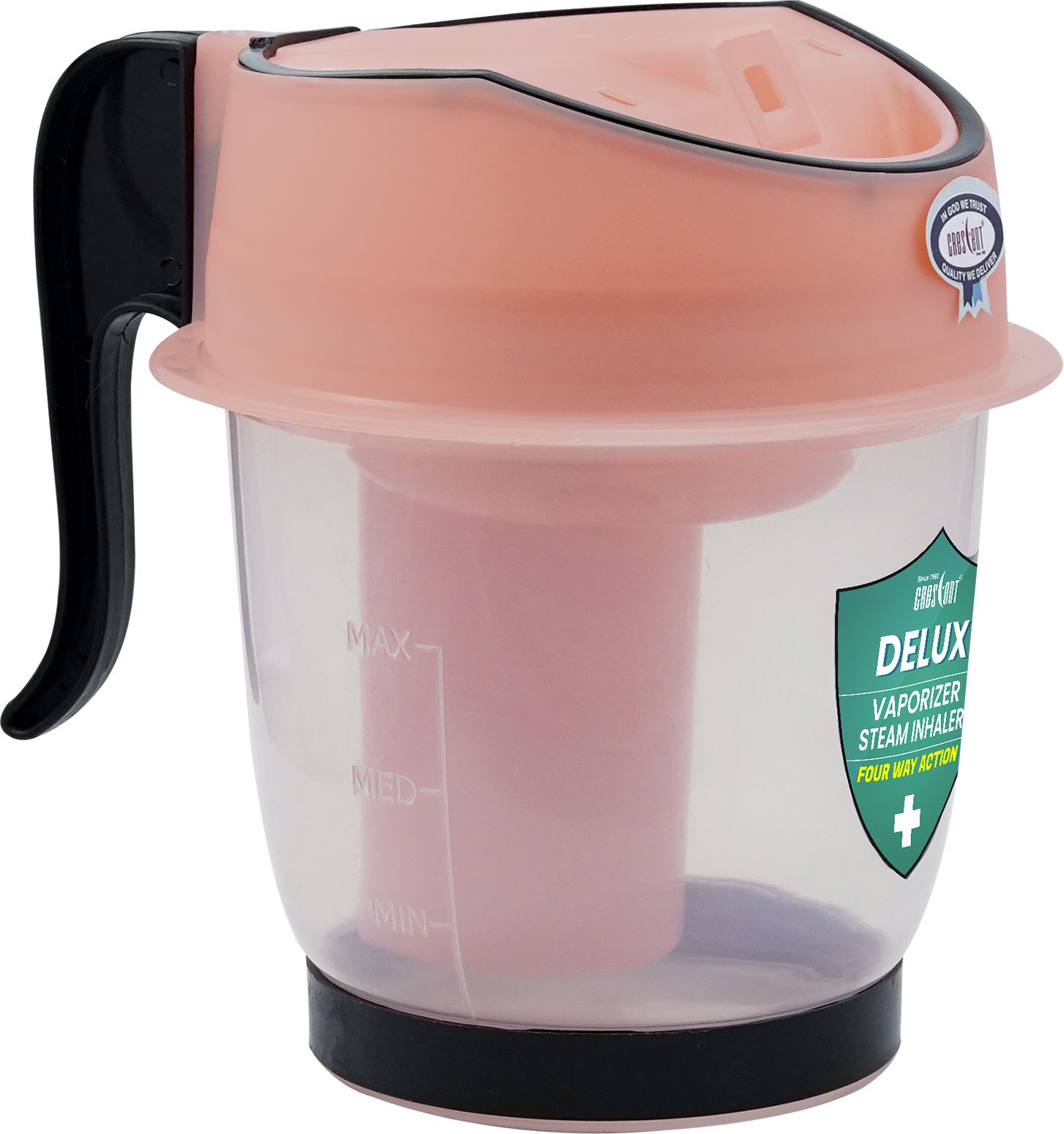 CRESCENT Delux Vaporizer Steam Inhaler 4 Way Action, Vaporizer / Facial Steamer / Steam Inhaler ( Ice Pink , Transparent ) Vaporizer