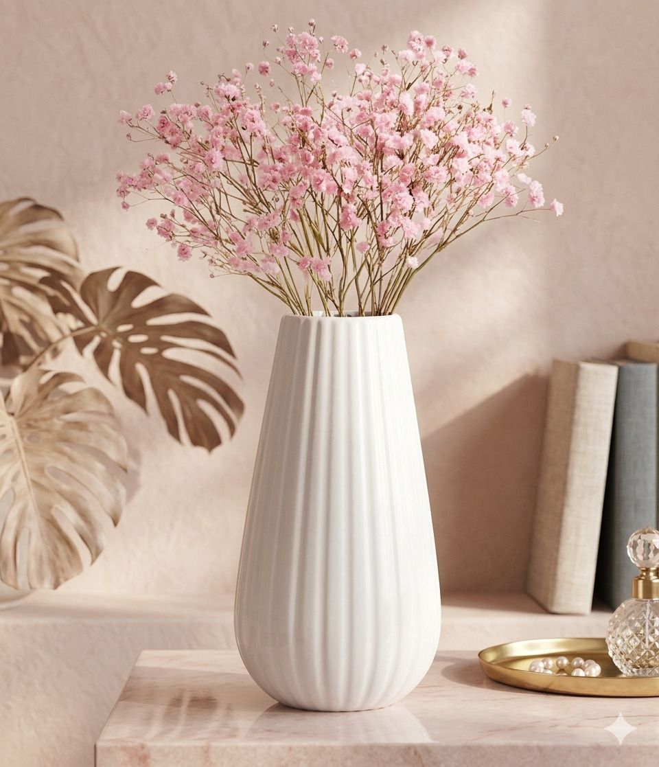 Minimalist Tabletop Decorative Vases for Home & Office Decor vase set of 2 Plastic Vase-image-3
