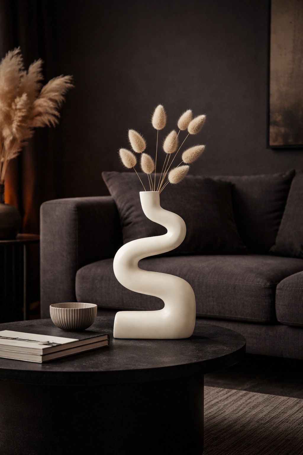 Zig Zag Flower Pot for Home Living Room & Office Decor Ceramic Vase-image-2