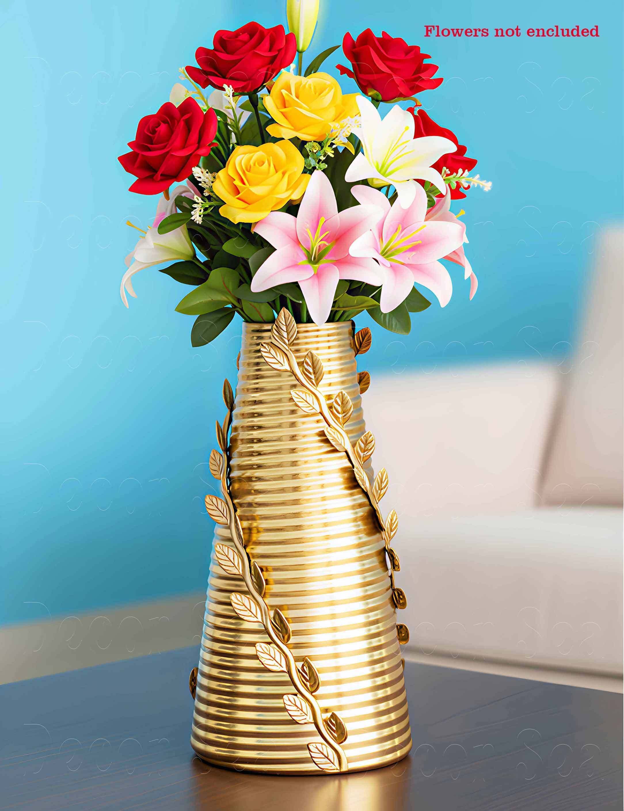 Flower Vase,Vase Pot Metal Flower Vase for Dining Table & Center Home Decoration Iron Vase-image-25