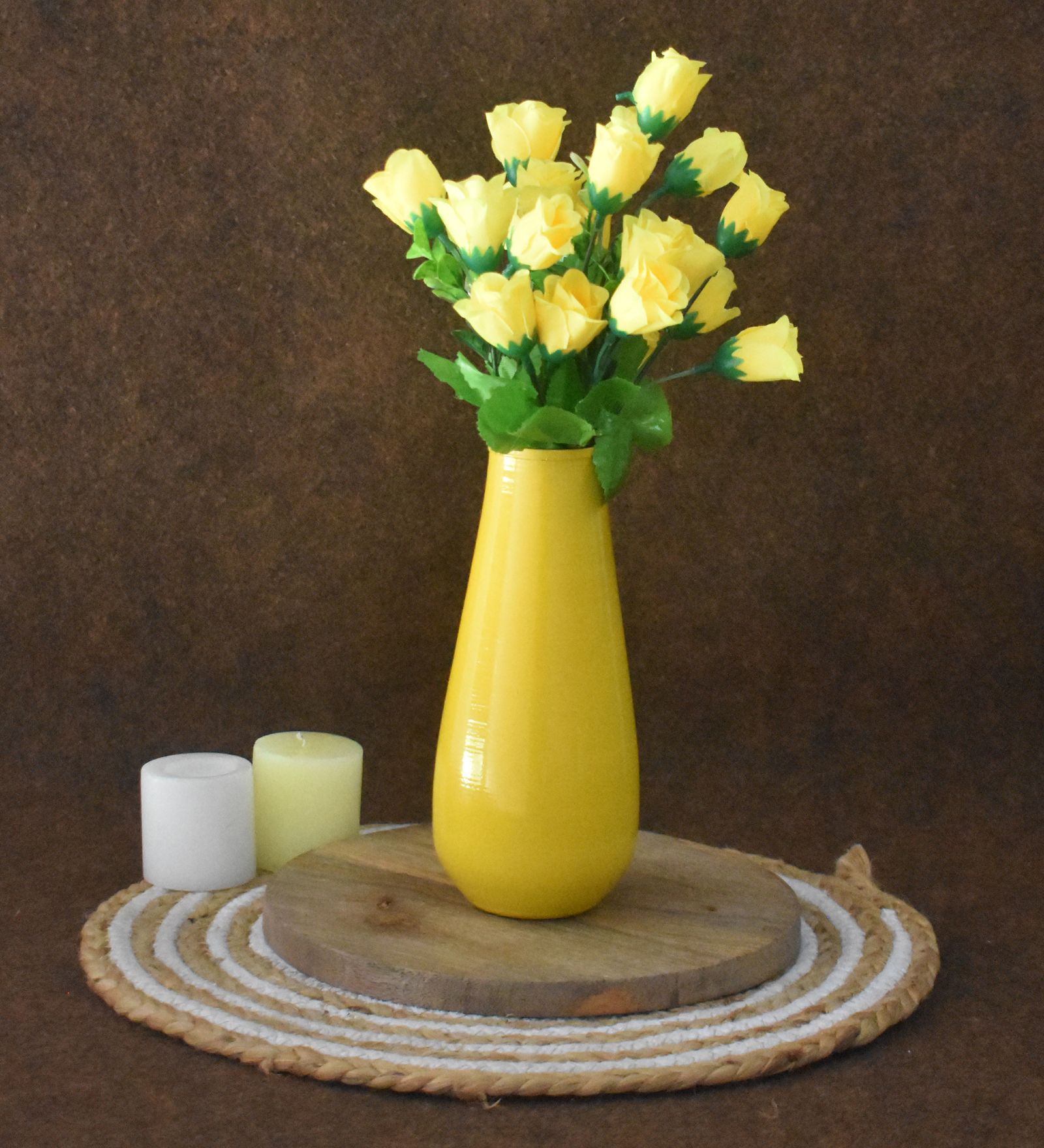 sone key chidiya Modern Decorative Metal Vases for Home Décor, Yellow Iron Vase-picture-15