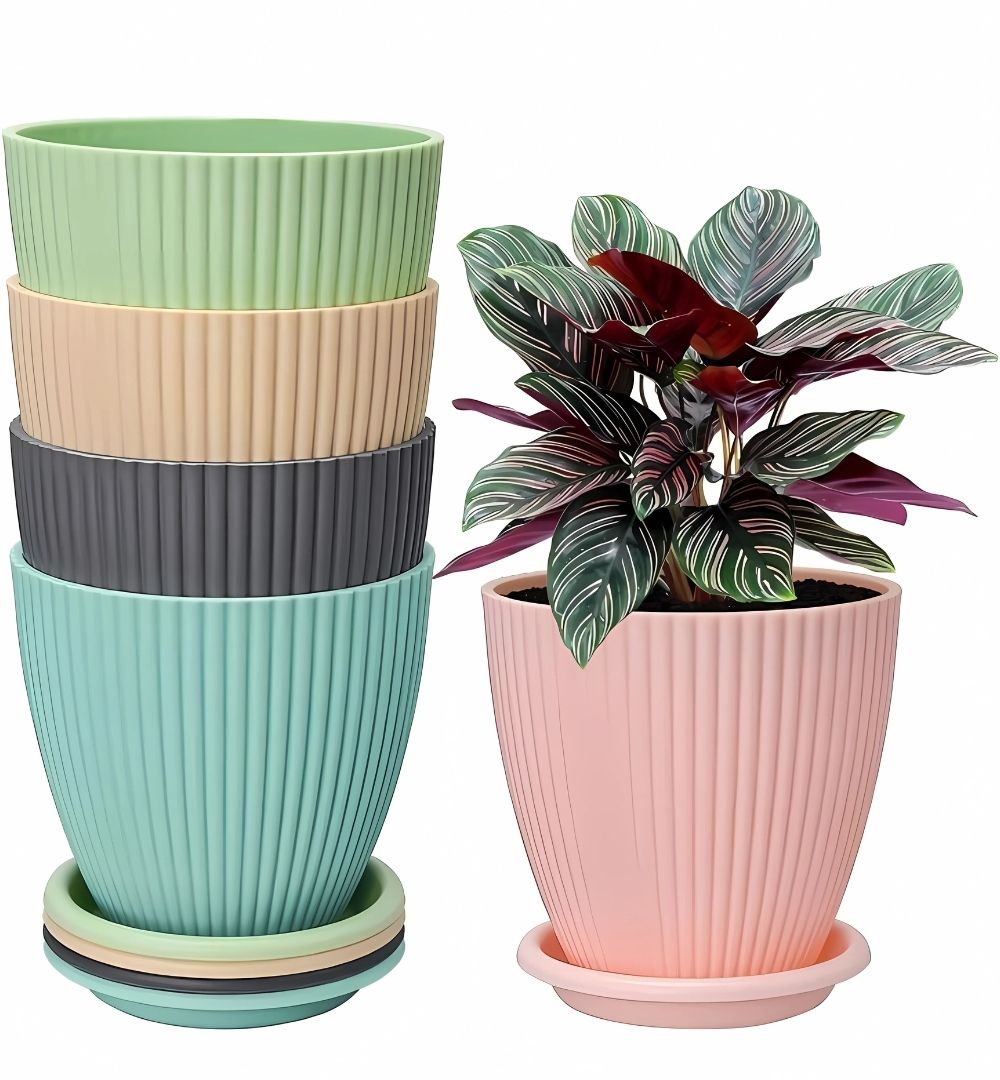 Flower Pot For Home and Garden, Indoor & Outdoor Plant Pot, Pack of 5 Plastic Vase