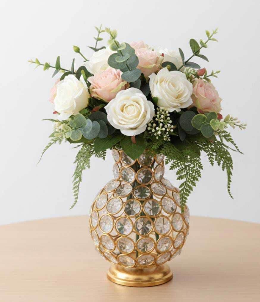 FLOWER VASE FOR HOME DECOR CRYSTAL Iron Table Diya