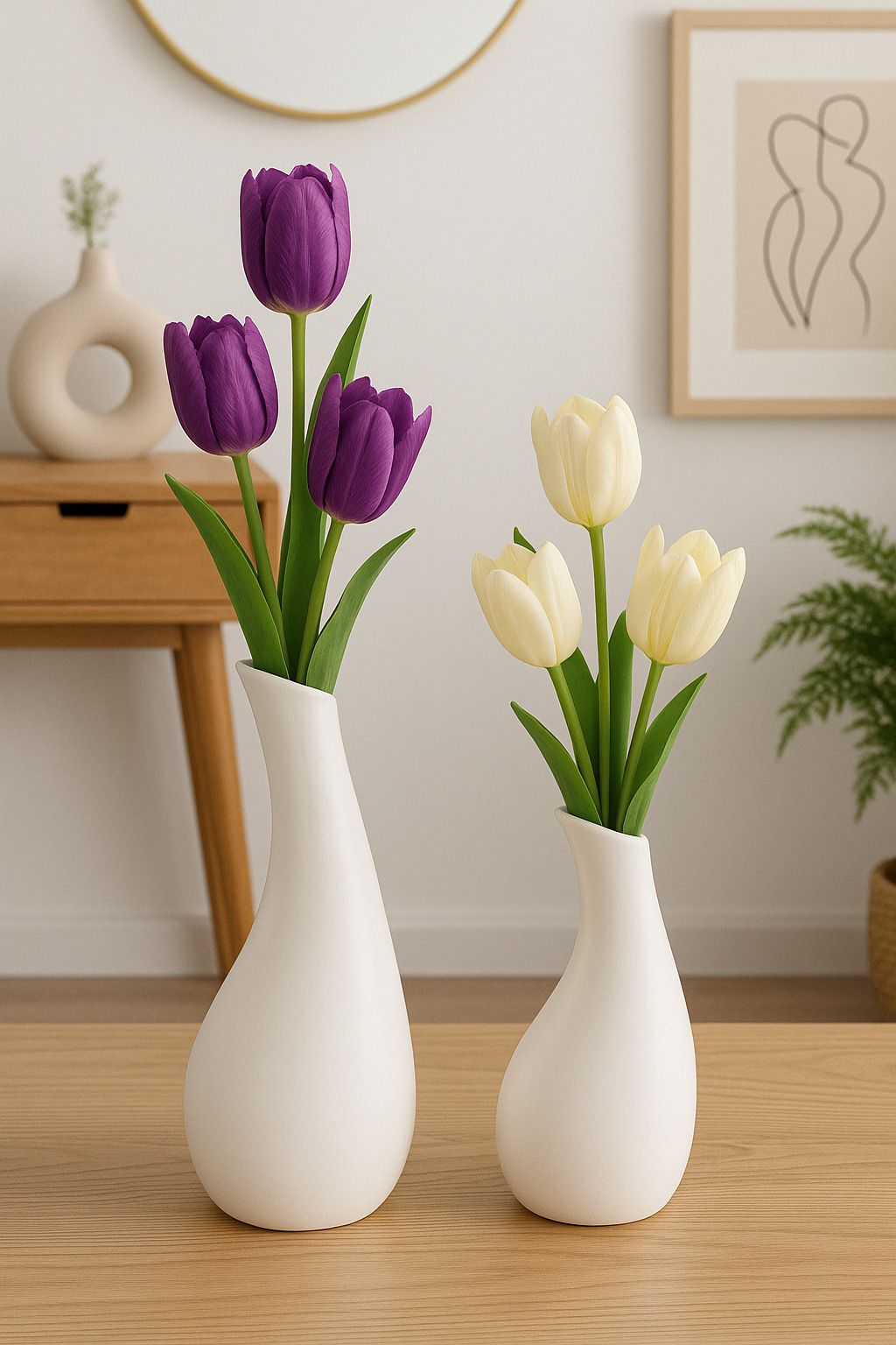 Tilted Decorative Vase for Dining Room, Living Room & Home Decor Ceramic Vase-image-4