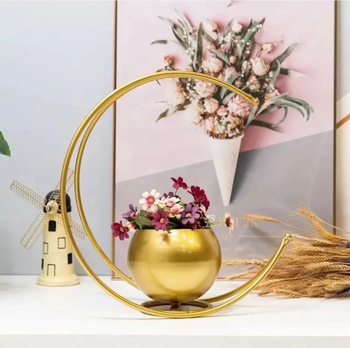 Creative metal geometric home designer vase Iron Vase