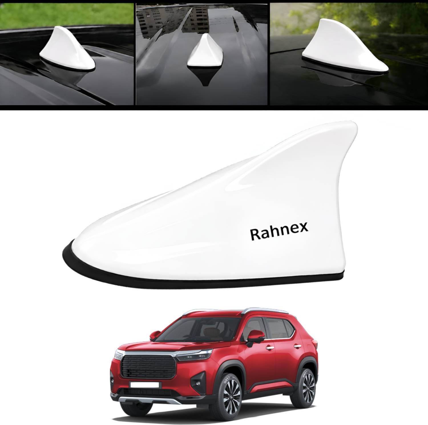 Shark Fin Car Antenna Universal Roof Mount Decorative white Antenna Elevate 2024 Rahnex Universal Shark Fin Car Antenna White Roof Mounted Aerial-98 Satellite Vehicle Antenna-image-7