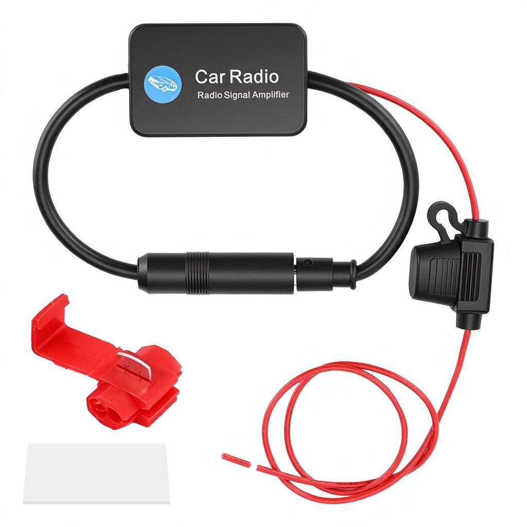 Car FM AM Radio Signal Booster 12V 12V Car Antenna Booster Universal FM AM Signal Enhancer for Car Stereo Whip Vehicle Antenna-image-3