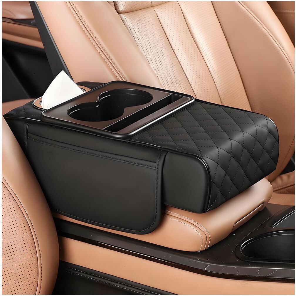 Car Armrest Cushion, 5-in-1 Vehicle Centre Console Pad with 2 Storage Pockets Car Armrest-image-18