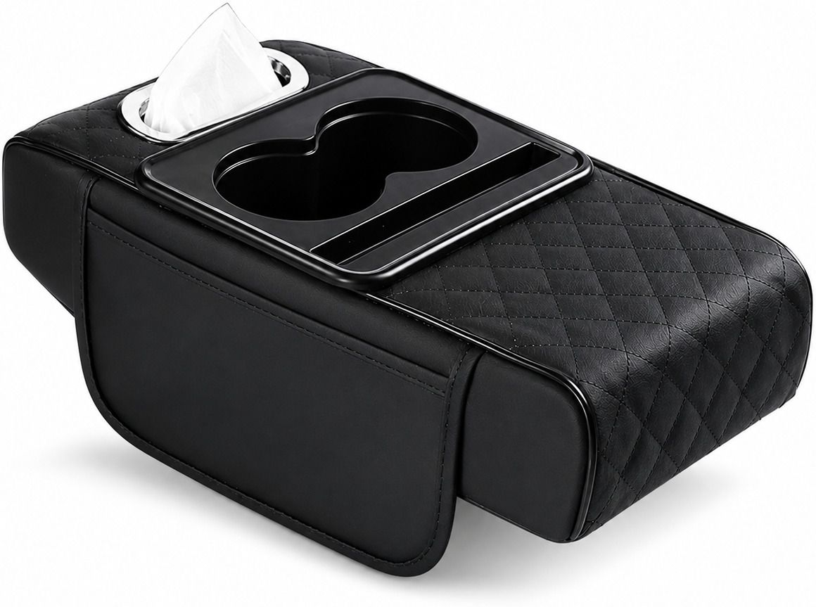 DRIVEPLUS-360 Premium PU Leather Car Console Storage Organizer Car Armrest-image-5