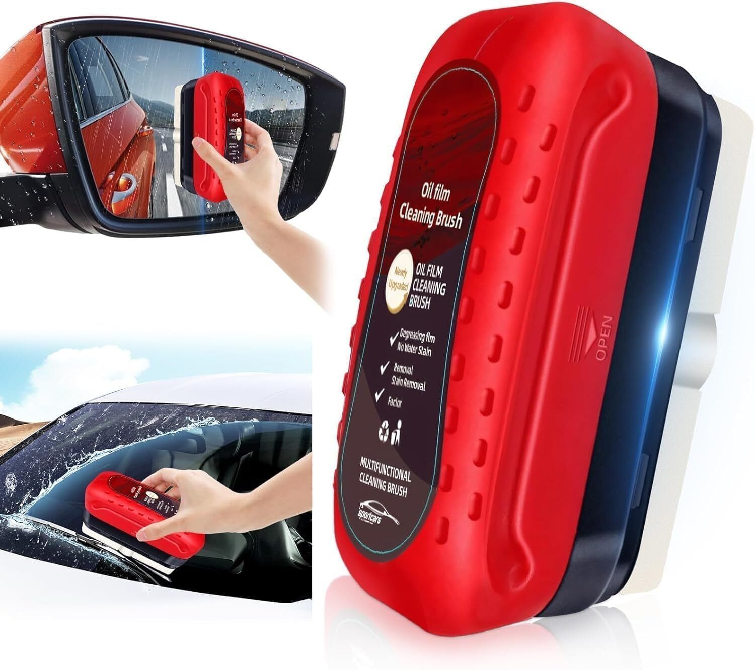 Multifunctional Car Glass Oil Film Cleaning Brush – Windshield & Mirror Cleaner Foam Vehicle Glass Cleaner-image-27