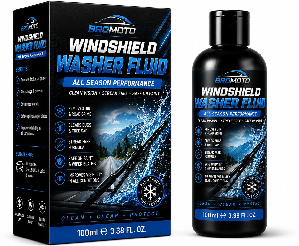Windshield Washer Fluid Concentrate 100 ml | Streak-Free Glass Cleaner Liquid Vehicle Glass Cleaner-image-37