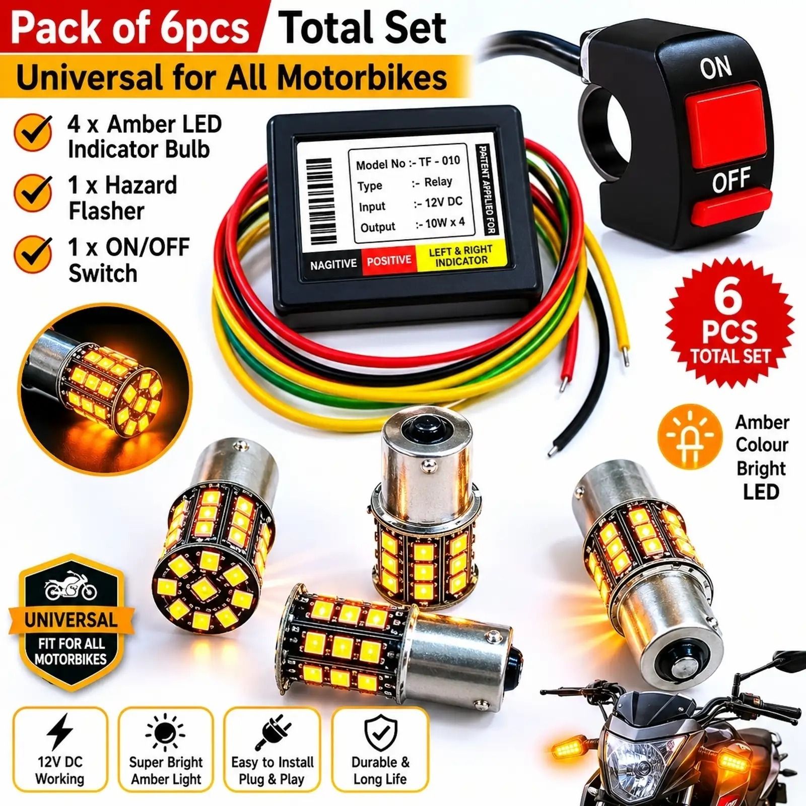 Front, Rear, Side Flasher Indicator Light for Universal For Bike Universal For Bike-image-4