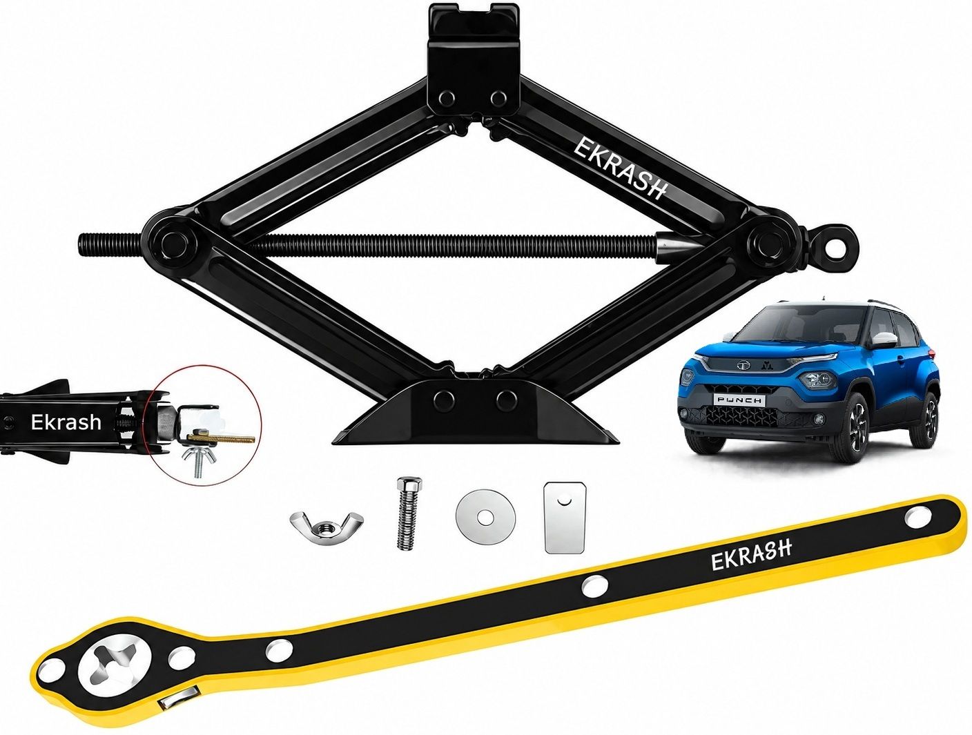 ekrash Black 3 Ton Manual Scissor Jack for Hatchback, Rikshaw /Car, Auto with Ratchet Vehicle Jack-picture-32
