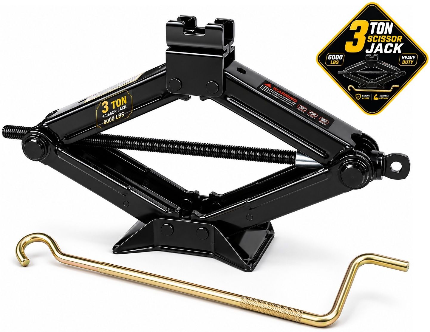 ekrash 3 Ton Manual Black Scissor Jack with Rod for Hatchback, Sedan, Suv /Auto, Car Vehicle Jack-picture-46