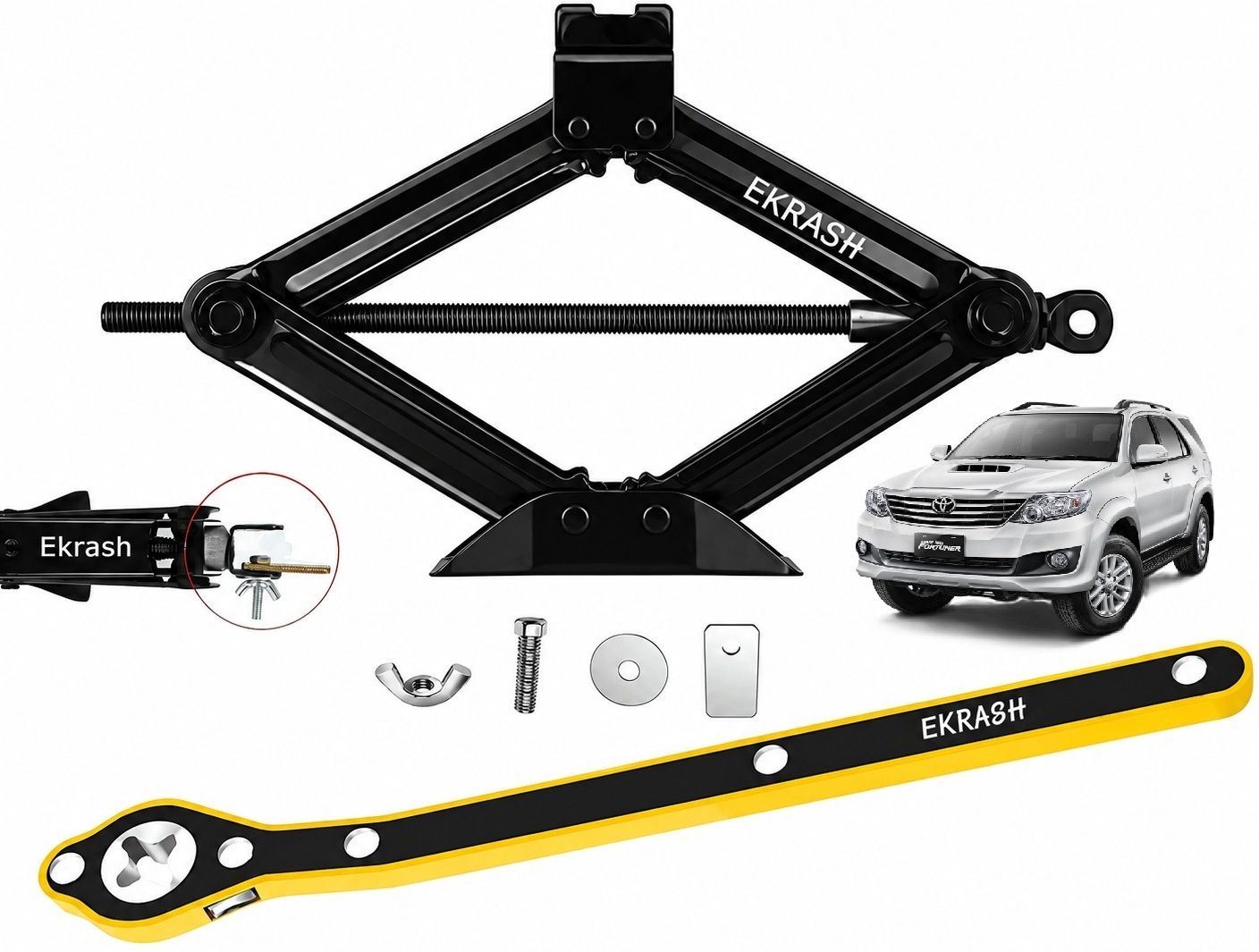 ekrash 3 Ton Manual Black Scissor Jack with Ratchet for Hatchback, Auto, Car/ Rikshaw Vehicle Jack-picture-27