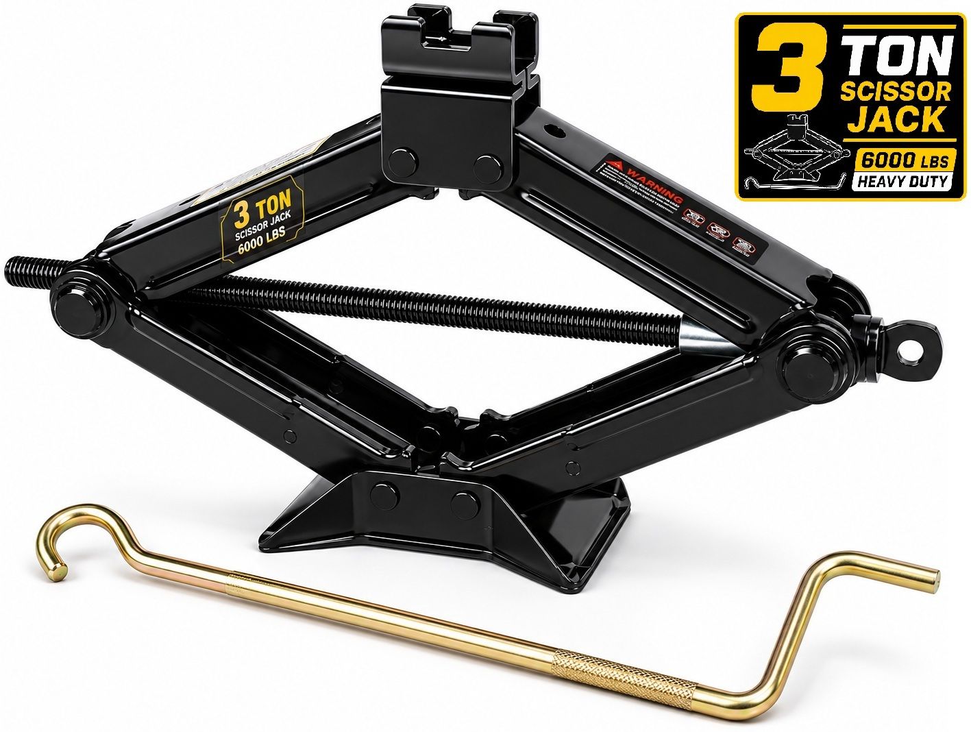 ekrash Black 3 Ton Manual Scissor Jack with Rod for Hatchback, Auto, Sedan, Suv/Car Vehicle Jack-picture-44