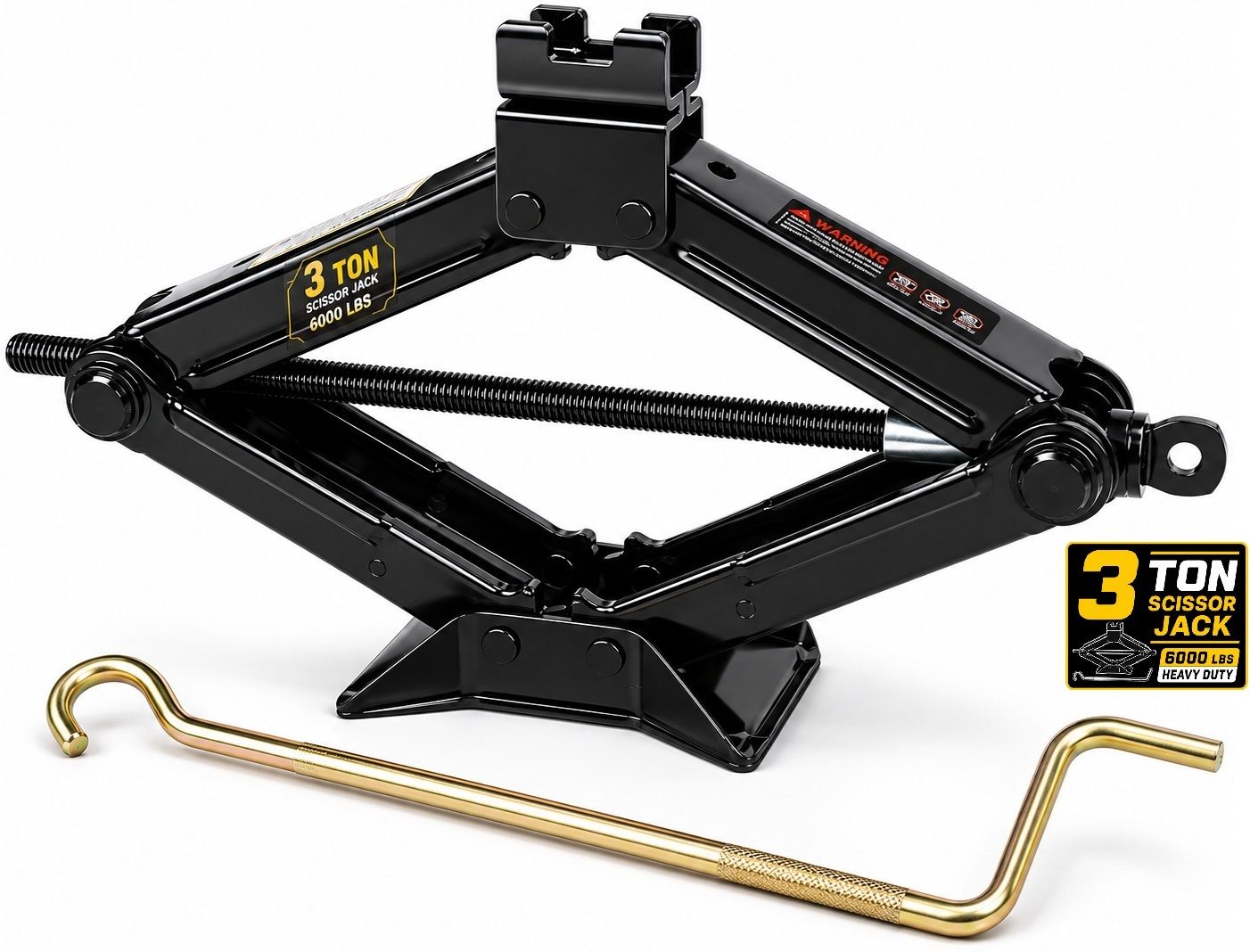 ekrash 3 Ton Black Manual Scissor Jack with Rod for Hatchback, Auto, Sedan, Suv/Car Vehicle Jack-picture-26
