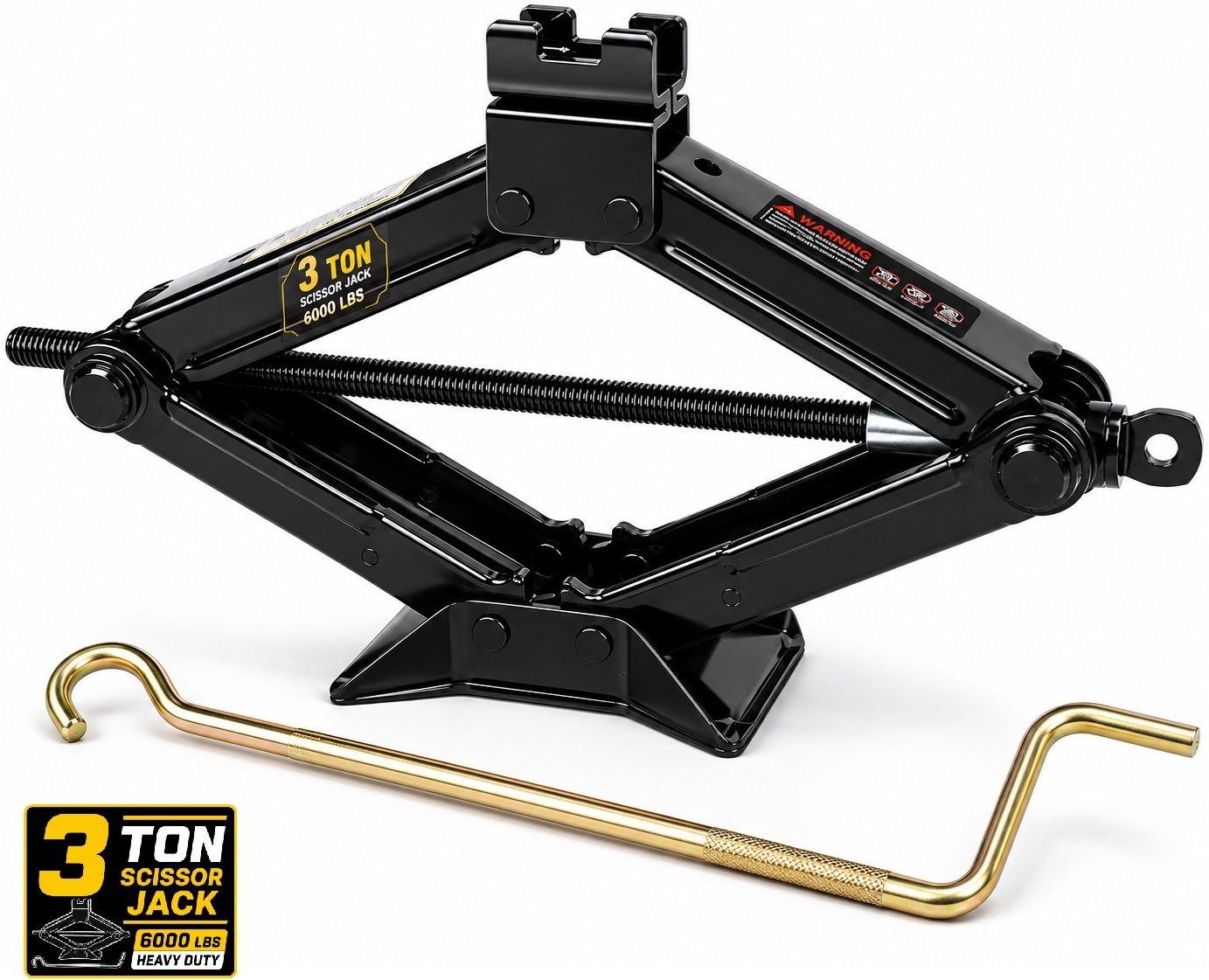 ekrash 3 Ton Black Manual Scissor Jack with Rod for Hatchback, Sedan, Suv /Auto, Car Vehicle Jack-picture-11