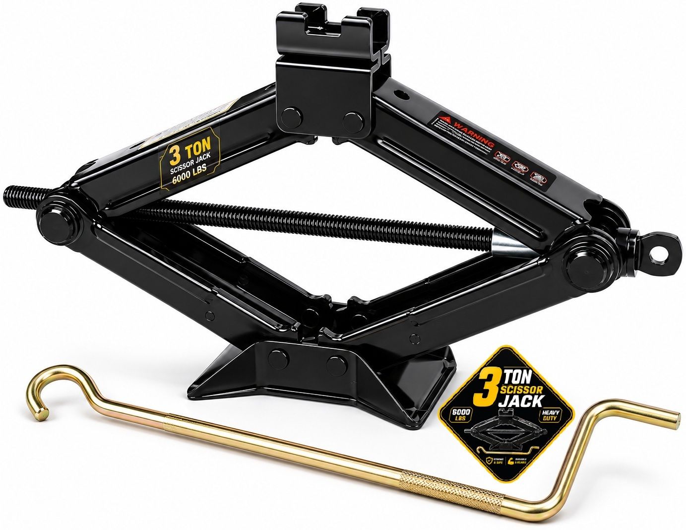 ekrash 3 Ton Manual Black Scissor Jack with Rod for Hatchback, Sedan, Suv /Car, Auto Vehicle Jack-picture-30