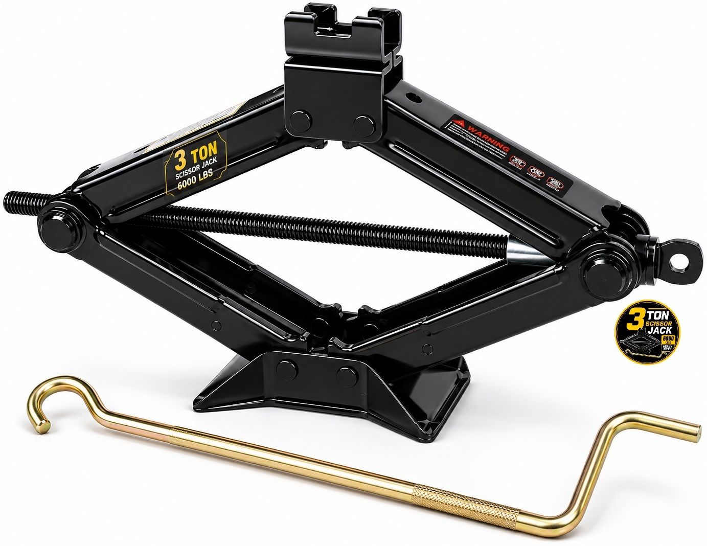 ekrash 3 Ton Black Manual Scissor Jack with Rod for Auto, Hatchback, Car/ Sedan, Suv Vehicle Jack-picture-17