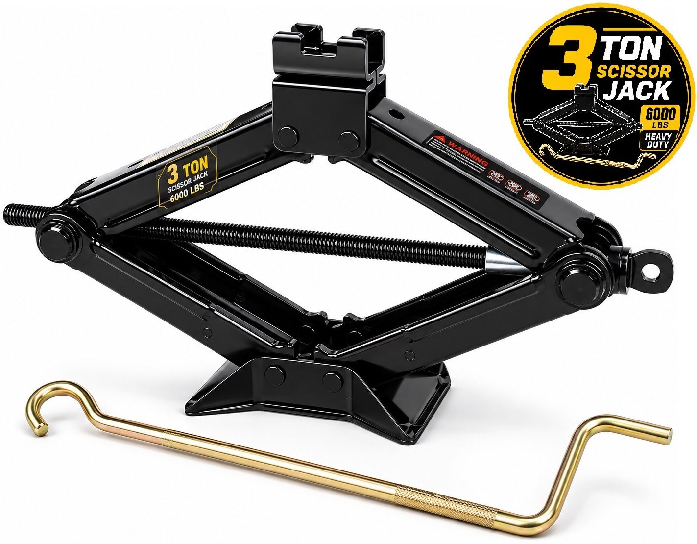 ekrash 3 Ton Manual Black Scissor Jack with Rod for Hatchback, Auto, Car/ Sedan, Suv Vehicle Jack-picture-45