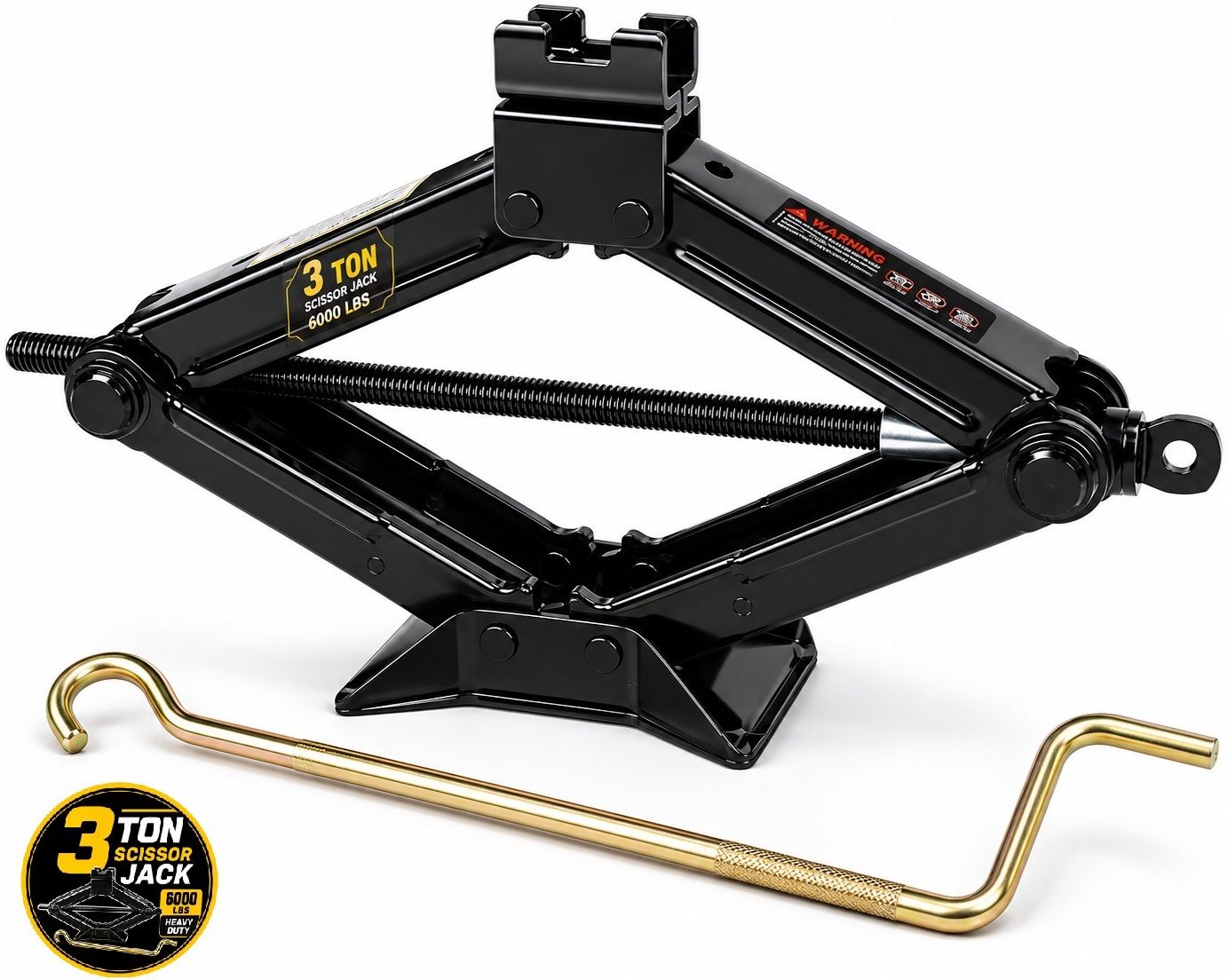 ekrash Black 3 Ton Manual Scissor Jack with Rod for Hatchback, Sedan, Suv /Auto, Car Vehicle Jack-picture-36