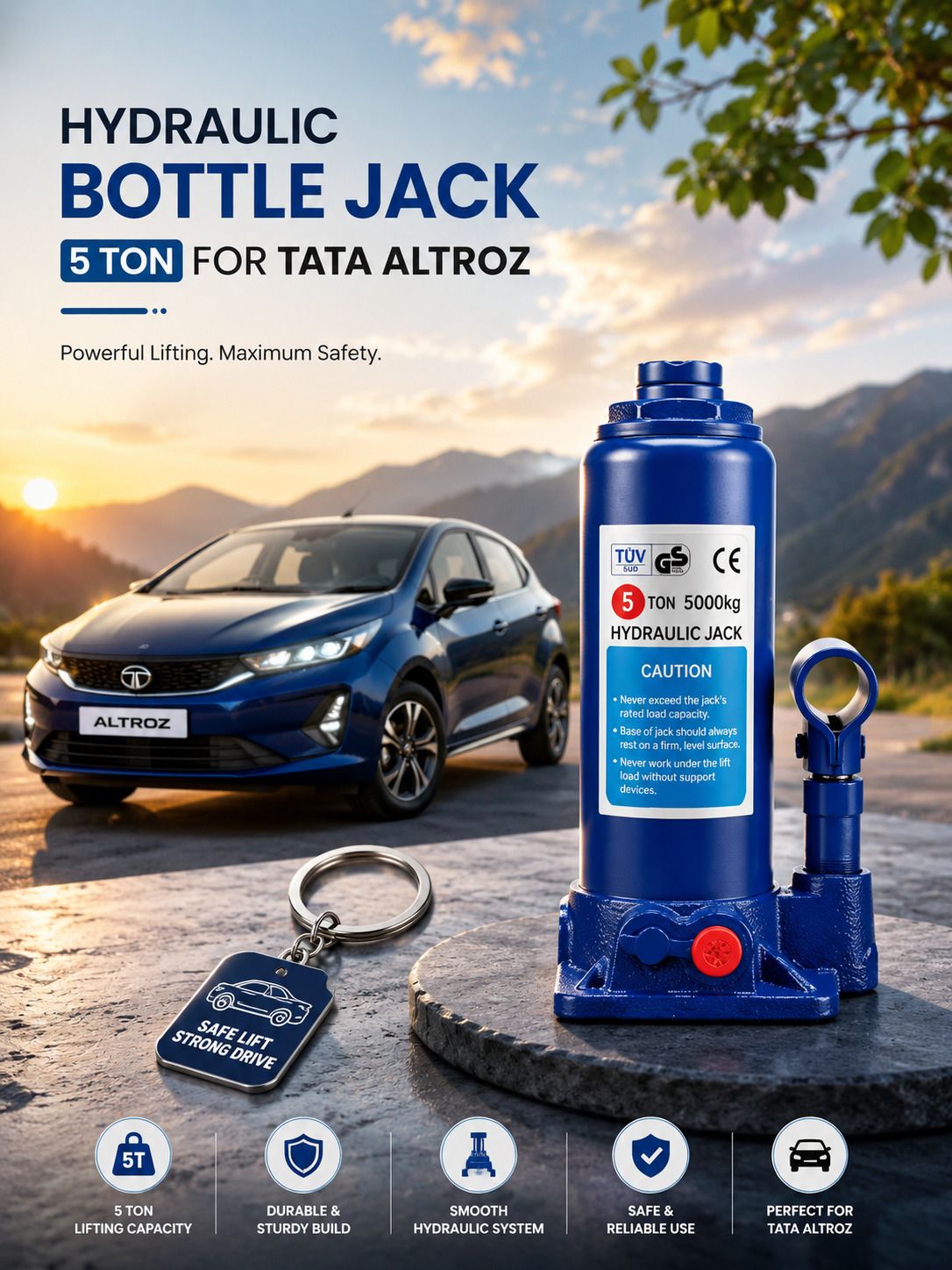 mact 5 Ton Hydraulic Jack for Car | Portable Steel Bottle Jack for Emergency Vehicle Jack-picture-32