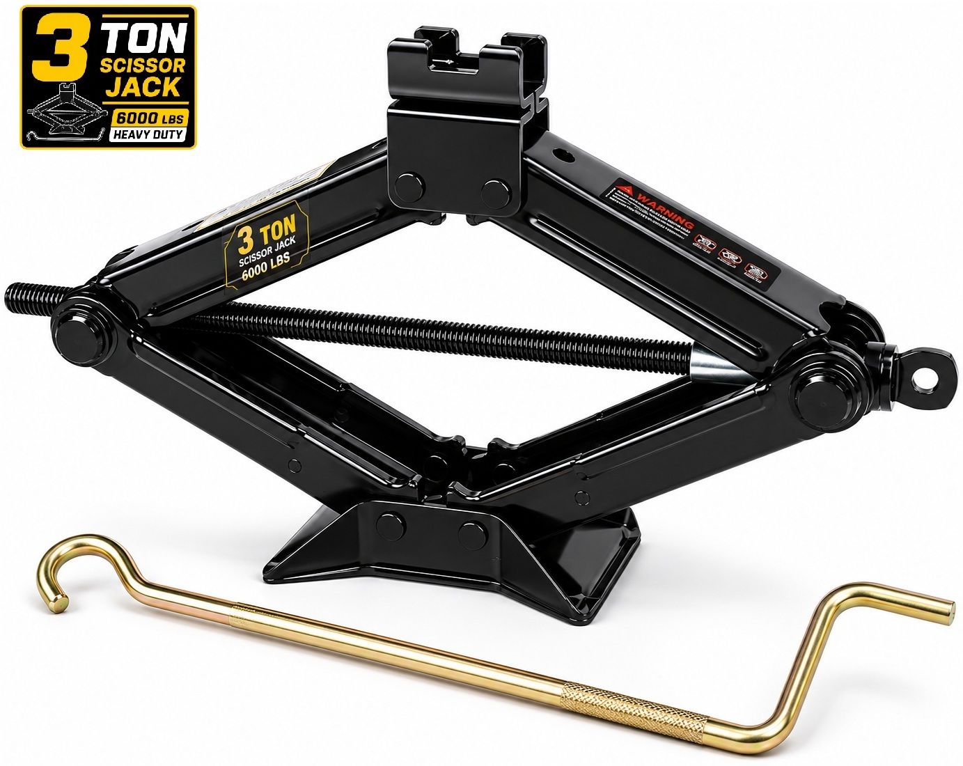 ekrash Black 3 Ton Manual Scissor Jack for Hatchback, Auto, Car/ Sedan, Suv with Rod Vehicle Jack-picture-18
