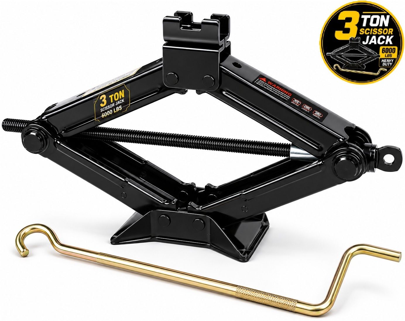 ekrash Black 3 Ton Manual Scissor Jack with Rod for Hatchback, Sedan, Suv /Car, Auto Vehicle Jack-picture-43