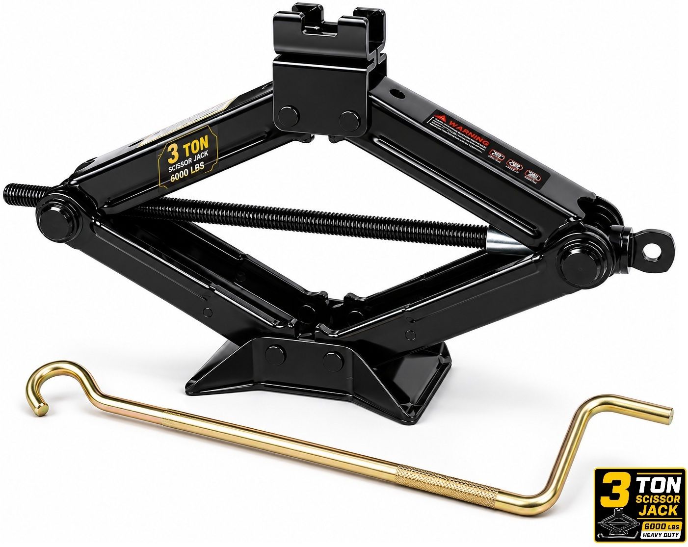 ekrash 3 Ton Black Manual Scissor Jack with Rod for Hatchback, Sedan, Suv /Car, Auto Vehicle Jack-picture-22