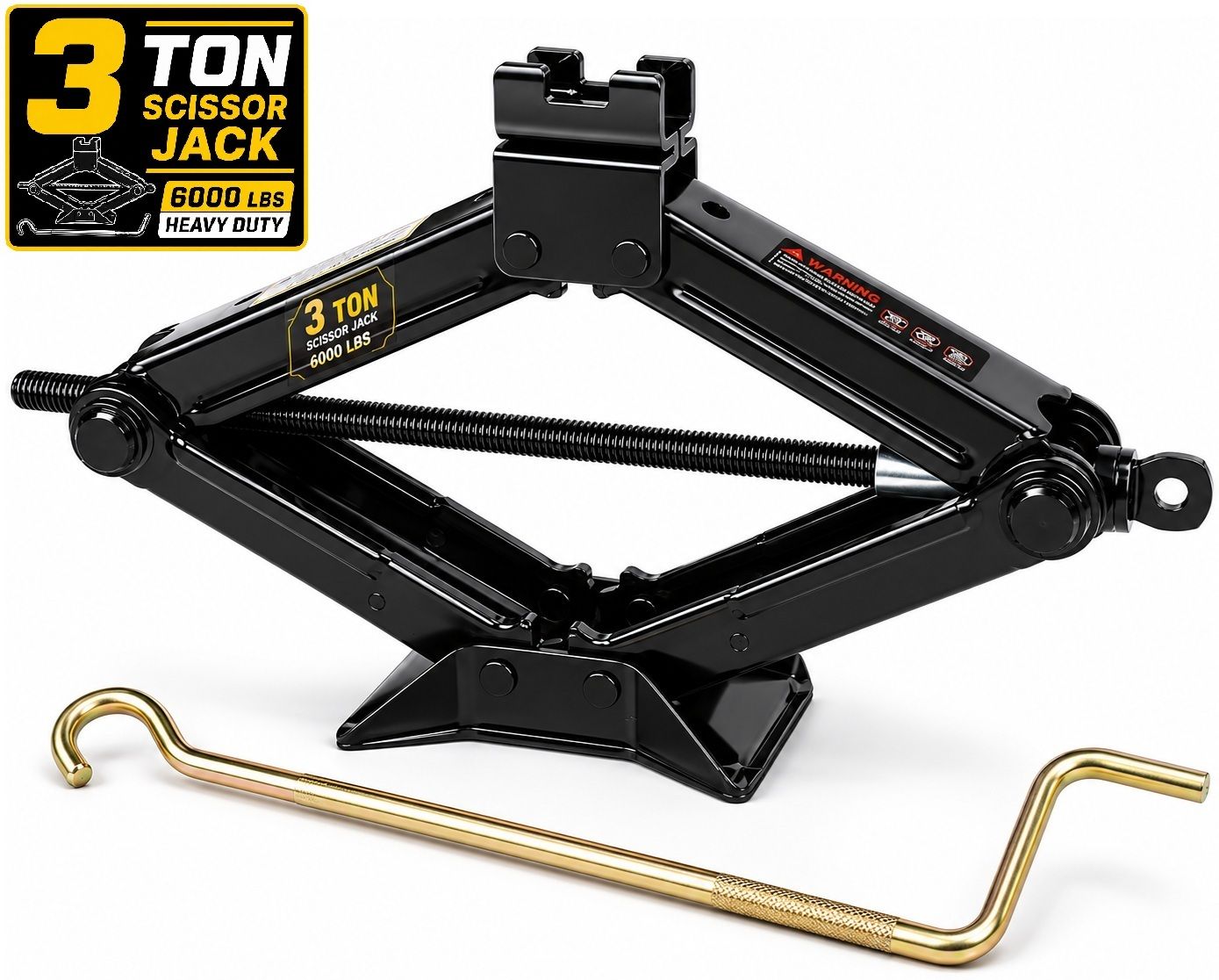 ekrash Black 3 Ton Manual Scissor Jack with Rod for Hatchback, Auto, Car/ Sedan, Suv Vehicle Jack-picture-48