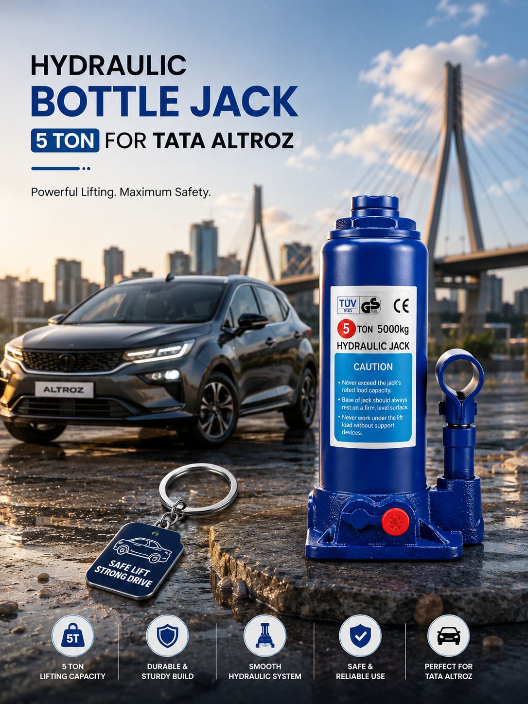 mact Heavy Duty 5 Ton Hydraulic Bottle Jack for Tata Altroz | Compact Vehicle Vehicle Jack-picture-46