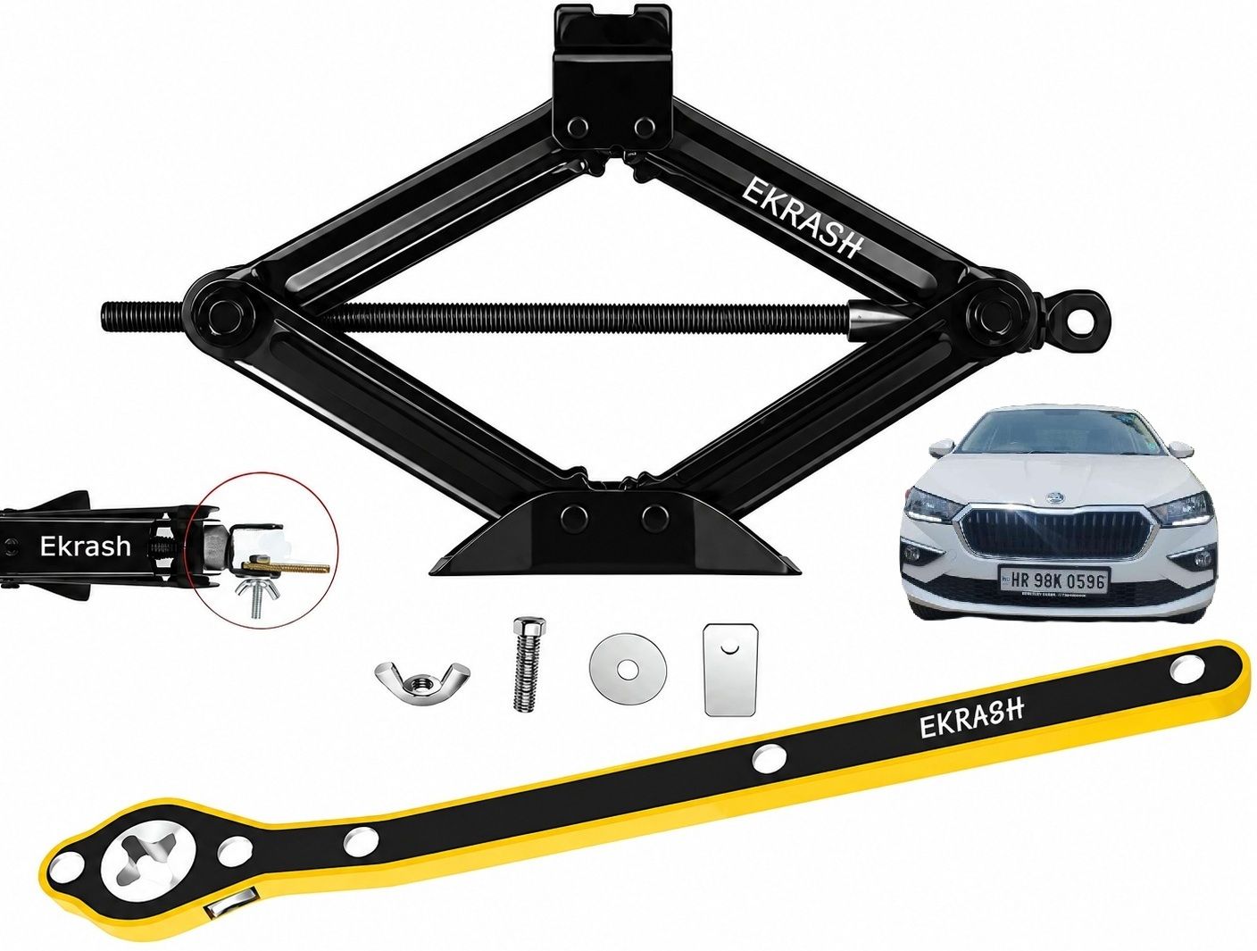 ekrash Black 3 Ton Manual Scissor Jack with Ratchet for Hatchback, Rikshaw /Car, Auto Vehicle Jack-picture-14