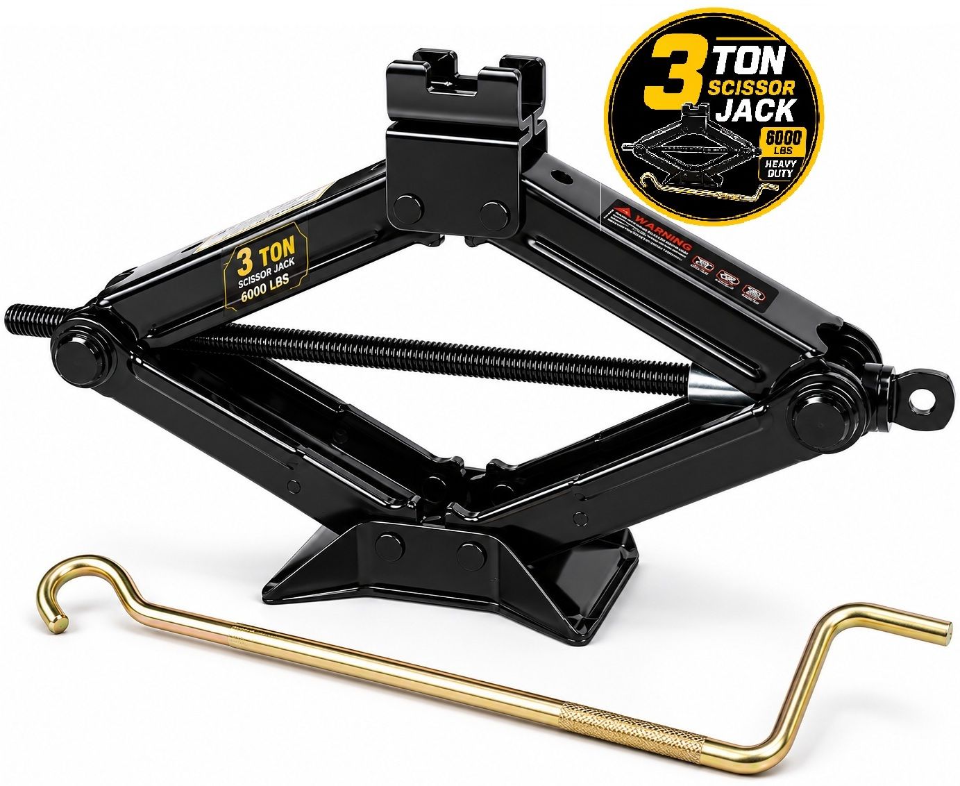 ekrash 3 Ton Manual Black Scissor Jack with Rod for Auto, Hatchback, Car/ Sedan, Suv Vehicle Jack-picture-41