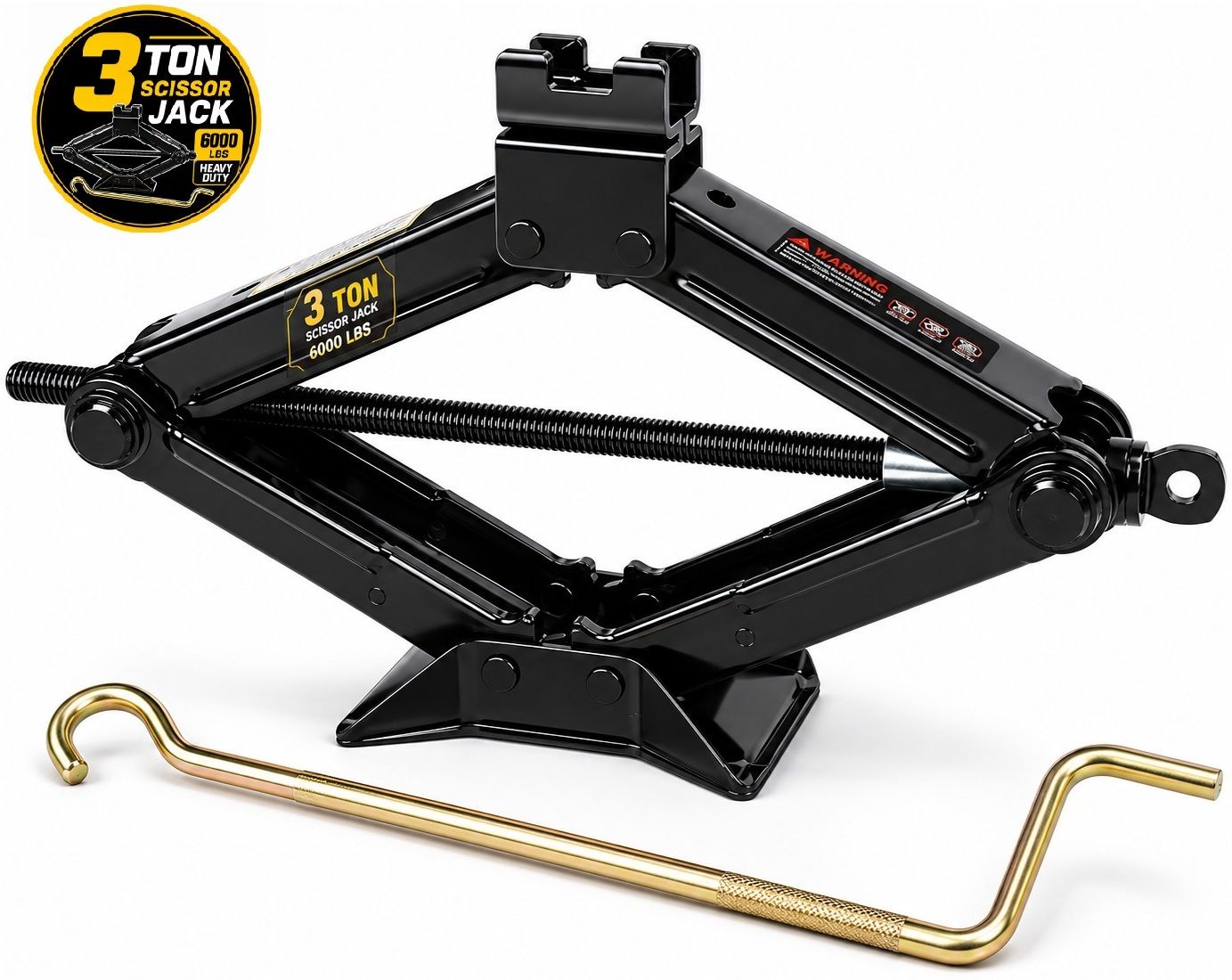 ekrash 3 Ton Black Manual Scissor Jack with Rod for Hatchback, Auto, Car/ Sedan, Suv Vehicle Jack-picture-27